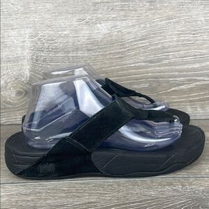 Fitflop Oasis Black Suede Women’s Sz 9 Slip On Thong Flip Flop Platform Sandals